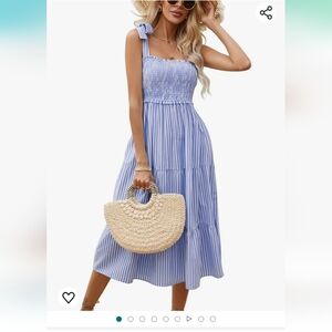 Blue Striped Midi Dress